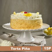 Torta Bizcocho, Crema Chantilly y Trozos de Piña 15 Porciones