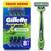 Máquina de Afeitar Gillette Prestobarba3 Sensitive 8 un.