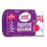 Pack 12 un. Yogurt Probiótico Surlat Sin Lactosa Frutilla