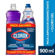 Pack Clorox Cloro Gel 900 ml + Limpiador Clorox  900 ml