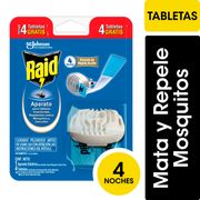 Insecticida Raid Eléctrico Tabletas Mosquitos y Zancudos Aparato 4 un.