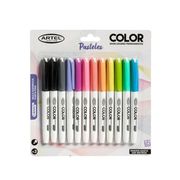 Marcador Permanente Artel 12 Colores (Pastel 10 + 2 Negros)