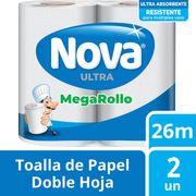 Toalla de Papel Nova Ultra Doble Hoja 26 m 2 un.