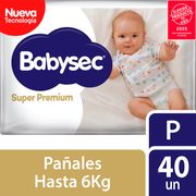 Pañales Babysec Super Premium Talla P 40 un.