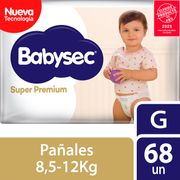 Pañales Babysec Super Premium Talla G 68 un.