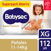 Pañales Babysec Super Premium Talla XG 112 un.