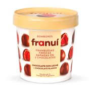 Frambuesa Franui Bañada en Chocolate Con Leche y Blanco 150 g