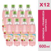 Agua Saborizada Mas Limonada Frambuesa Gasificada caja 12 Un. 600 ml