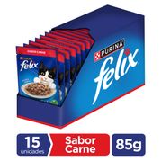 Caja 15 un. Alimento Húmedo Gato Felix Sensaciones de Carne 85 g