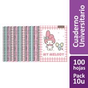 Pack 10 un. Cuaderno Universitario Proarte My Melody 7 mm 100 hojas (surtido)