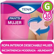 Ropa Interior Desechable Tena Pants Mujer G 10 un.