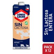 Pack 12 un. Leche Loncoleche Natural Sin Lactosa 1 L