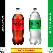 Pack Bebida Coca Cola Zero 3 L + Sprite Zero 3 L