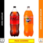 Pack Bebida Coca Cola Zero 3 L + Fanta Sin Azúcar 3 L