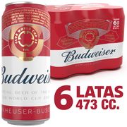 Pack 6 un. Cerveza Budweiser Lager 5.0° 473 cc