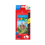 Set Lápices de Colores Faber-Castell + Lápiz Grafito + Goma + Sacapuntas