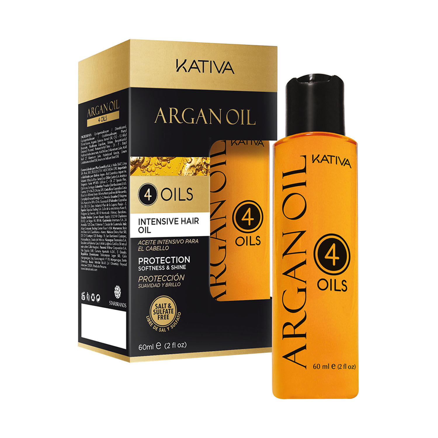 Aceite capilar Kativa 60 ml, serum argan 4 aceites Jumbo