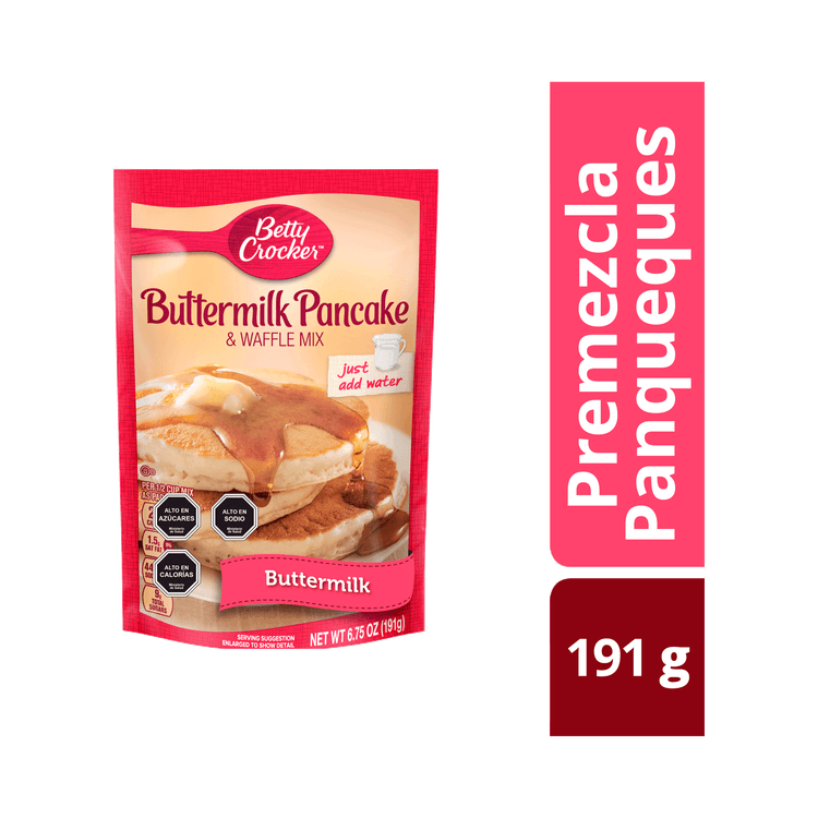 Mezcla para panqueques Betty Crocker 191 g, buttermilk pancakes, waffle