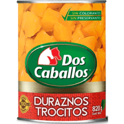 Duraznos en Conserva Dos Caballos Cubitos 480 g drenado