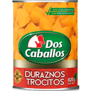 Duraznos En Conserva Dos Caballos Cubitos 480 g drenado