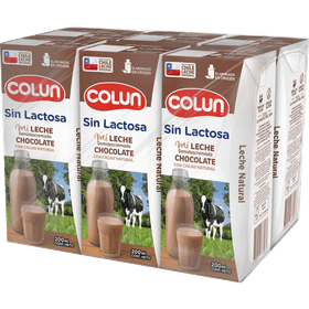 Pack Leche Colun Sin Lactosa Chocolate 200 ml 6 un.