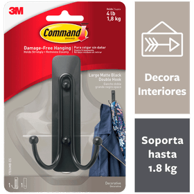 Gancho Adhesivo 3M Command® Negro Doble 1 un.