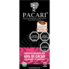 Chocolate orgánico 60% cacao 50 g