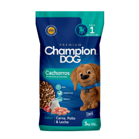 Alimento Perro Cachorro Champion Dog Carne, Pollo y Leche 3 kg