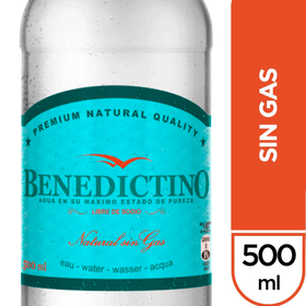 Agua purificada Benedictino con gas botella 1.5 L