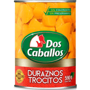 Duraznos En Conserva Dos Caballos Trocitos 340 g drenado