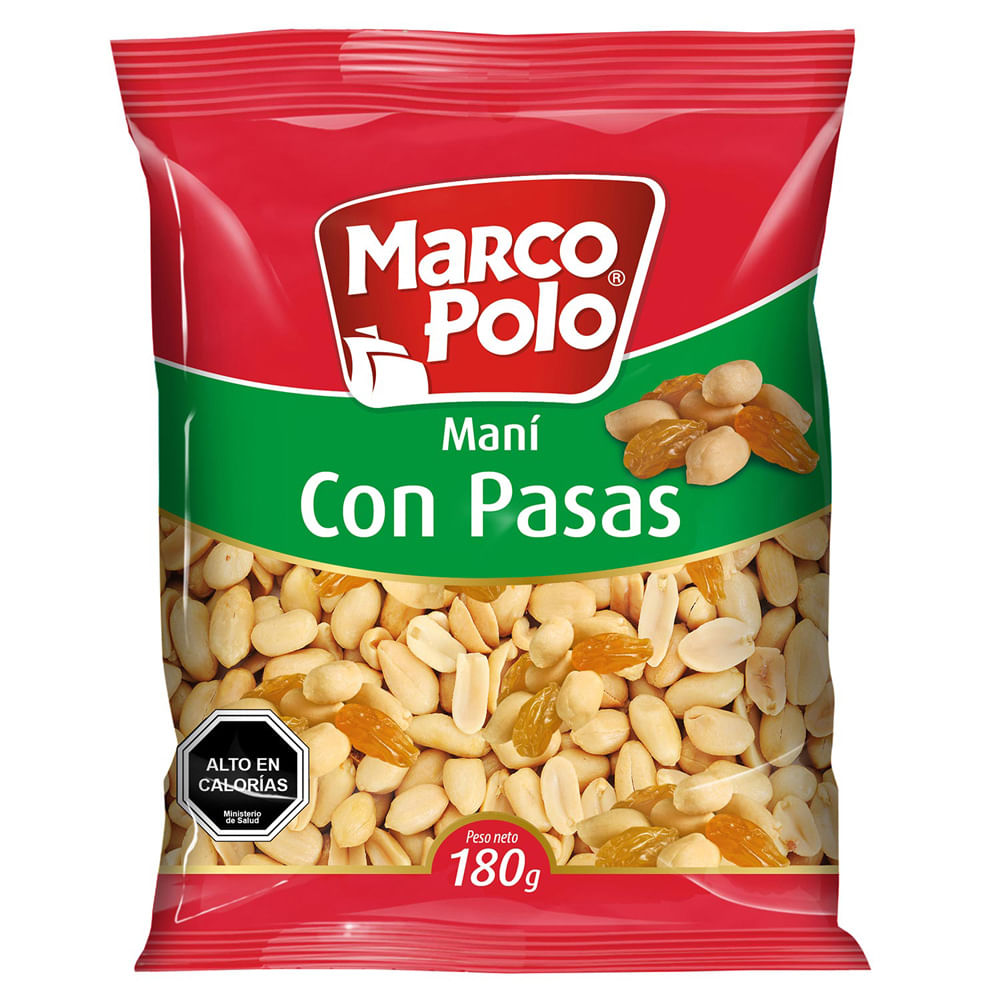 Maní con Pasas Marco Polo Bolsa 180 g | Jumbo.cl