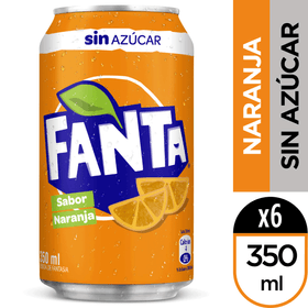 Pack 6 un. Bebida Fanta Naranja Sin Azúcar 350 ml