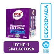 Pack 6 un. Leche Surlat Descremada Sin Lactosa 1 L