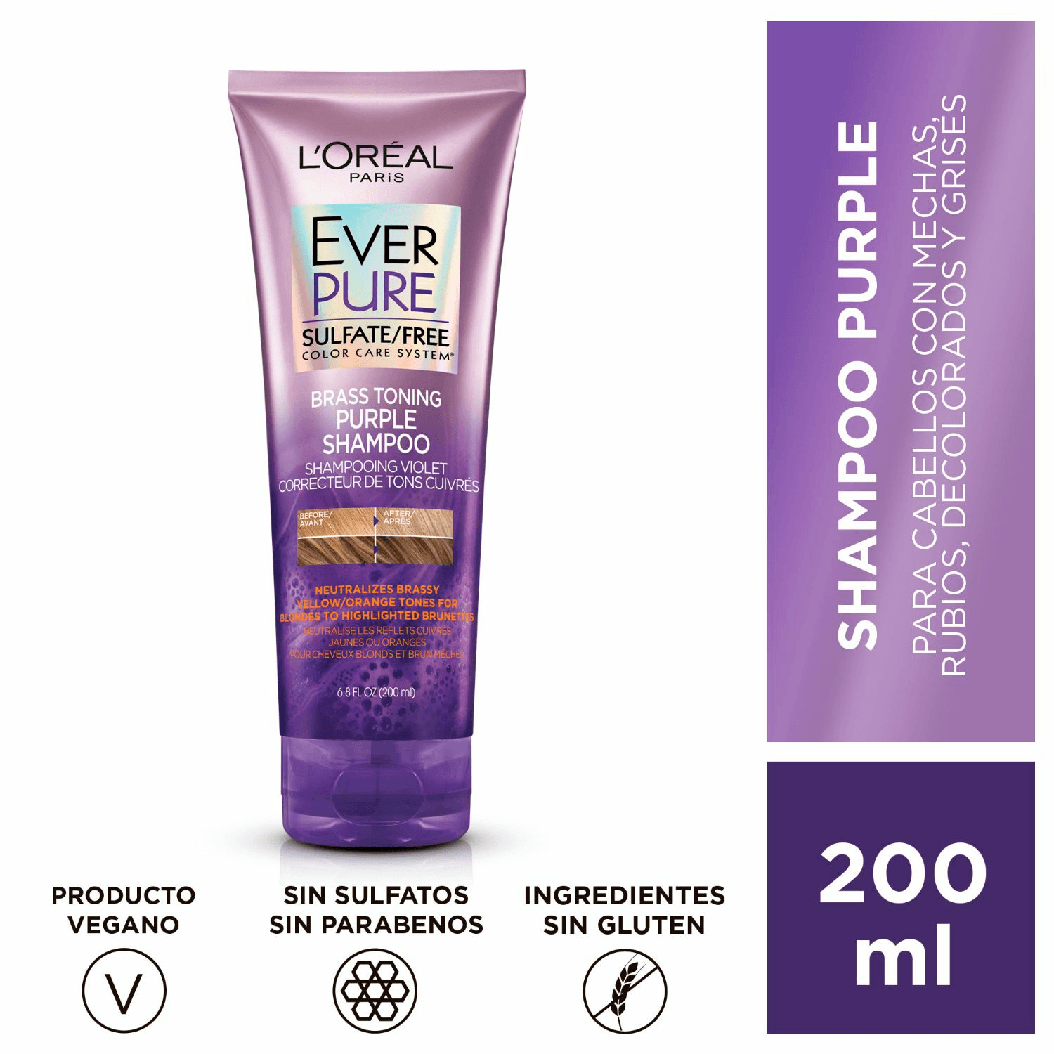 Shampoo L’Oréal Paris Everpure Purple Brass Toning 200 ml Jumbo.cl Jumbo