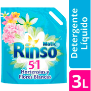 Detergente Líquido Rinso Hortensias y Flores Blancas Doypack 3 L