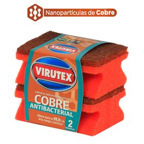 Esponja Virutex Acanalada Antibacterial Cobre 2 un.