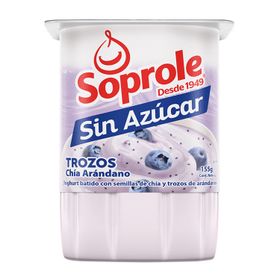 Yogurt Soprole Sin Azúcar Trozos Chía Arándano 155 g