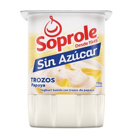 Yogurt Soprole Sin Azúcar Trozos Papaya 155 g