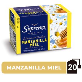 Hierba Manzanilla Miel Supremo 20 Bolsitas, Caja 20 grs.