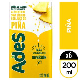 Bebida Vegetal Ades Soya Piña 200 ml 6 un.