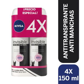 Desodorante Spray Nivea Black & White Clear 150 ml 4 un.