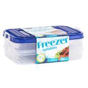 Set 2 un. Herméticos rectangulares para freezer 960 ml c/u