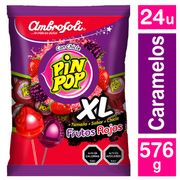 Chupetes Pin Pop XL Frutos Rojos 576 g 24 un.