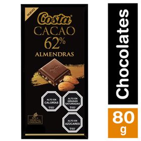 Chocolate Costa Cacao 62% Almendras 80 g