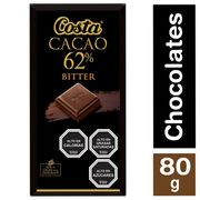 Chocolate Bitter Costa 62% Cacao 80 g