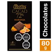 Chocolate Amargo Costa con Naranja 72% Cacao 80 g