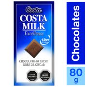 Chocolate de Leche Costa Milk Sin Azúcar 80 g