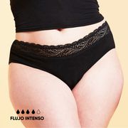 Calzón Menstrual BloodyGreen High Waist Flujo Intenso Negro Talla XL