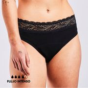 Calzón Menstrual BloodyGreen High Waist Flujo Intenso Negro Talla S