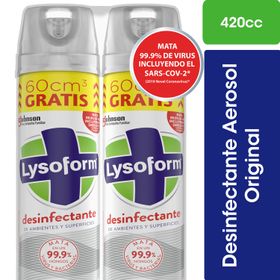 Pack 2 un. Desinfectante Lysoform Aerosol Original 420 cc